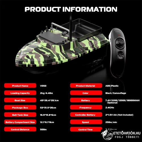 FLYTEC V050 CAMOU HORGÁSZ ETETŐHAJÓ