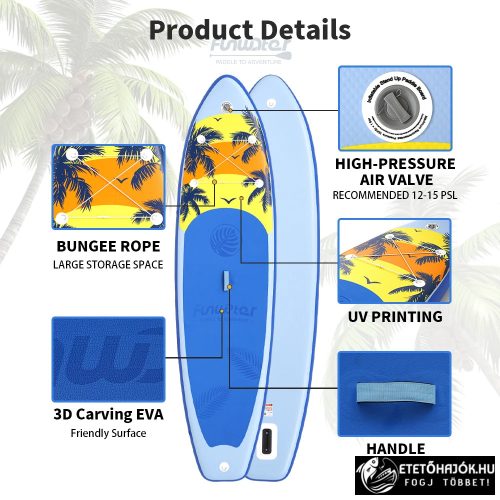 FUNWATER PALM BLUE SUPFW55A SUP DESZKA