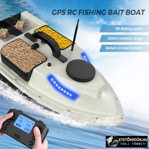 CSOMAG AJÁNLAT - D19 GPS WHITE HORGÁSZ ETETŐHAJÓ AKKUMULÁTORRAL 